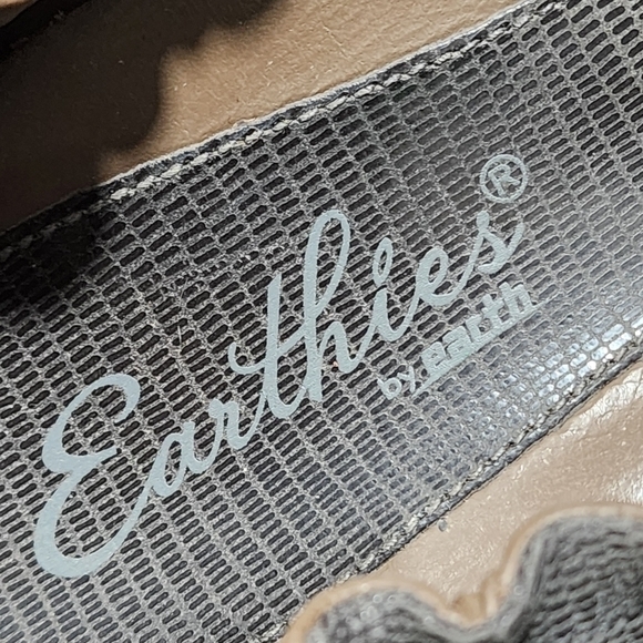 Earthies Tolo Embossed Leather Ballet Flats Dark Grey Printed Suede 10B - Picture 2 of 12